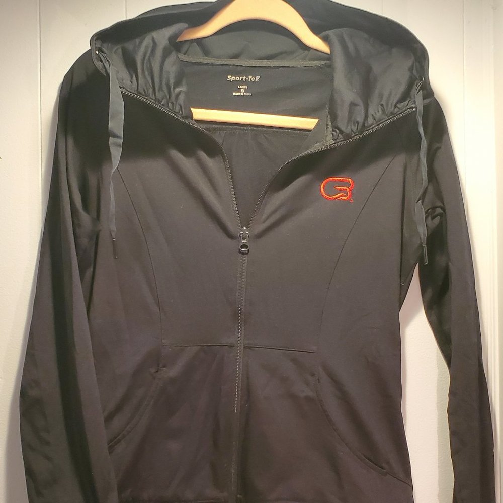 Cyclebar Sport Tek Size S Zip-upJacket with Rouched Sleeves and Cowl Neck